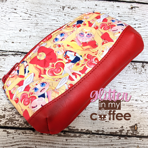 Small Clematis Zipper Pouch - Magical Girl Red