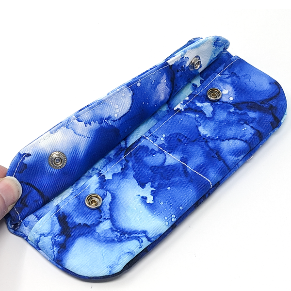 Canvas Zippered Wallet Pouch in Blue Alcohol Ink Print