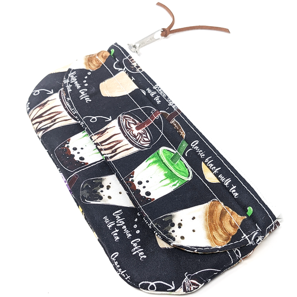 Zippered Wallet Pouch in Boba (Bubble Tea) print