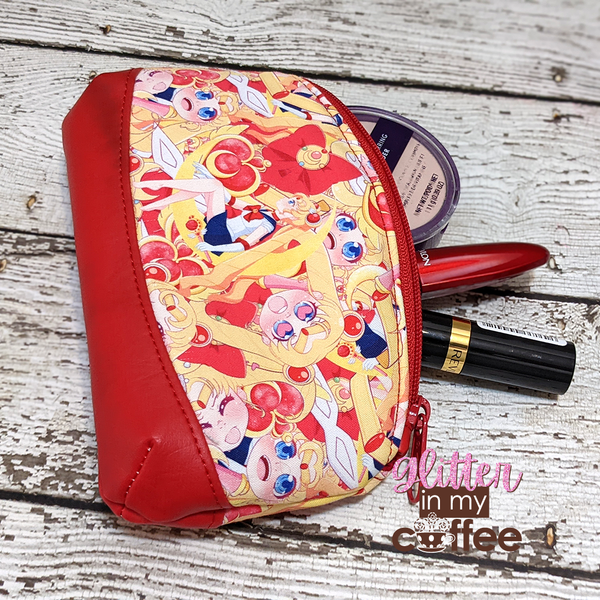 Small Clematis Zipper Pouch - Magical Girl Red